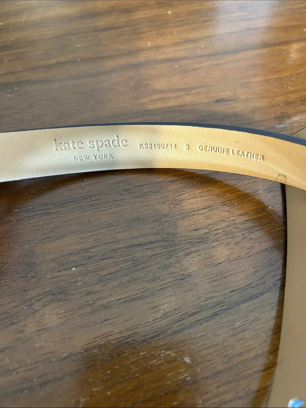 kate spade teal slim leather belt with black logo buckle